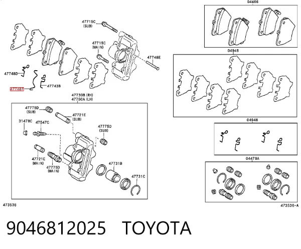 Juego de reparación de pastillas de freno 9046812025 Toyota