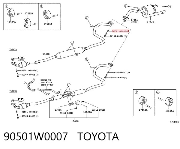 Resorte del sistema de escape 90501W0007 Toyota