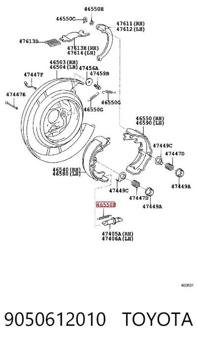 Juego de reparación del freno de estacionamiento TOYOTA 9050612010