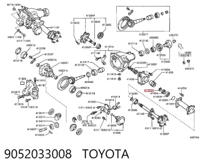 Anillo de retención del rodamiento del semieje trasero TOYOTA 9052033008