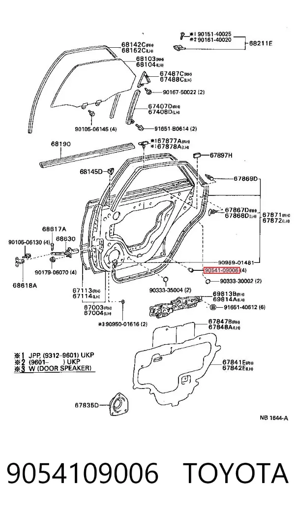 Tope de la tapa del maletero 9054109006 Toyota