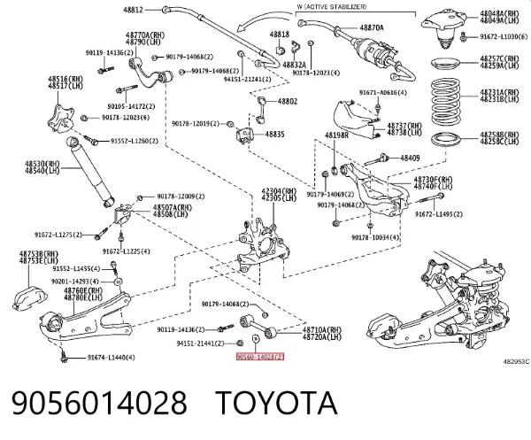 Arandela de casquillo del vástago del amortiguador trasero 9056014028 Toyota