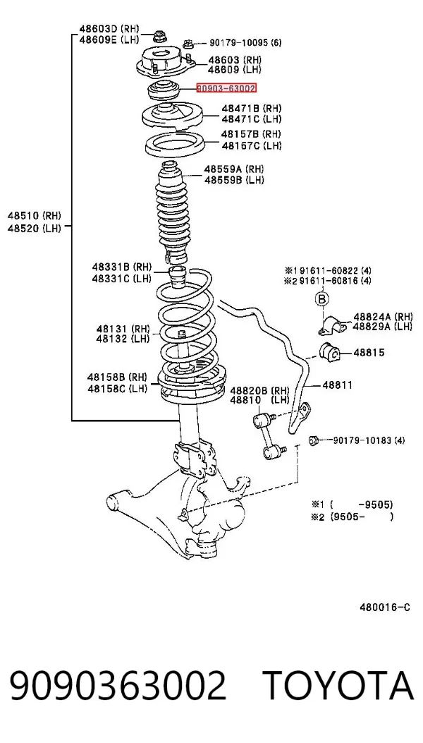Rodamiento de soporte del amortiguador delantero 9090363002 Toyota