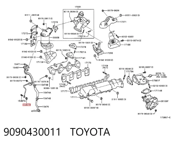 Junta de manguera de drenaje de aceite de turbina 9090430011 Toyota