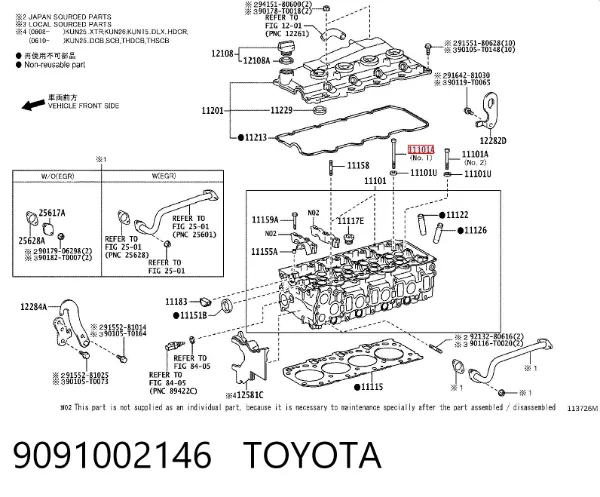 Tornillo culata 9091002146 Toyota