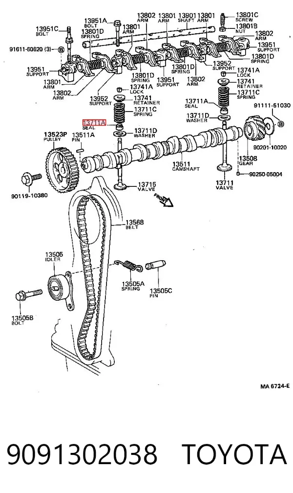 Retenes de válvulas 9091302038 Toyota