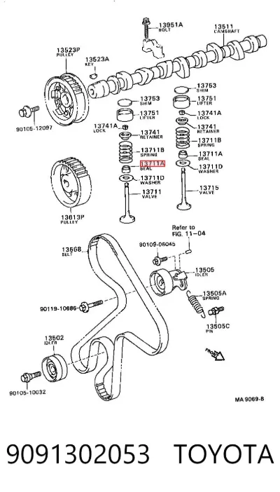 Retén de válvula (admisión/escape) TOYOTA 9091302053
