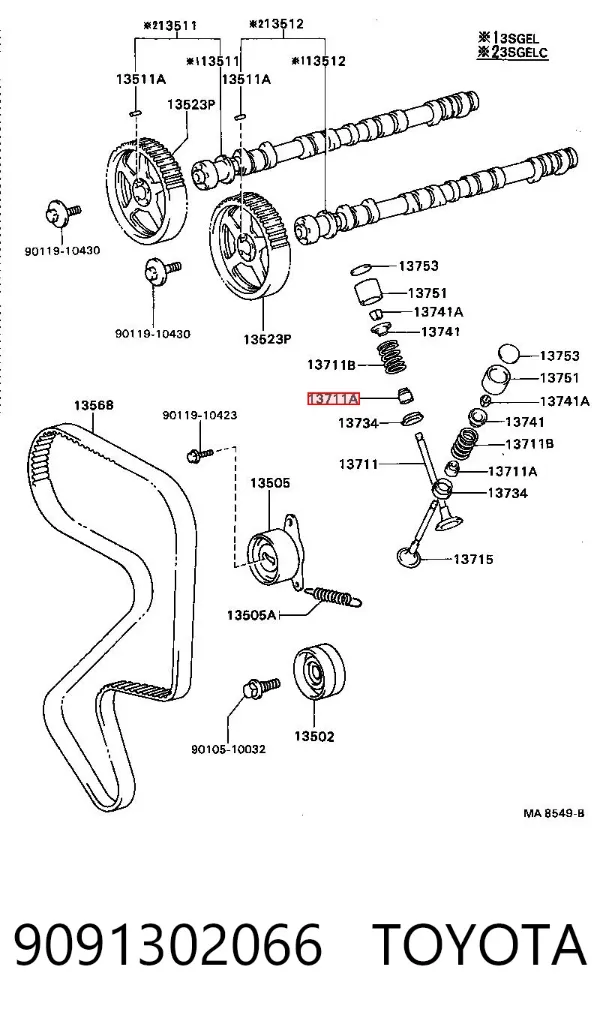 Juego de retenes de válvula de admisión 9091302066 Toyota