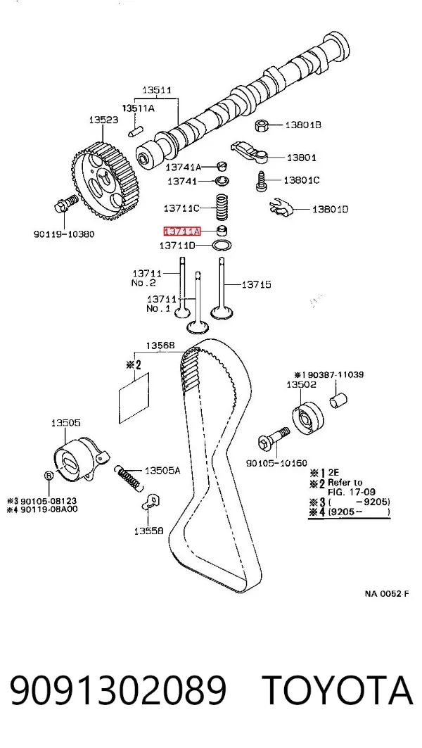 Juego de retenes de válvula de escape 9091302089 Toyota