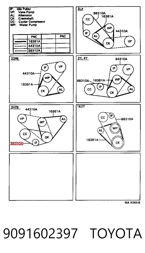 Correa de alternador 9091602397 Toyota