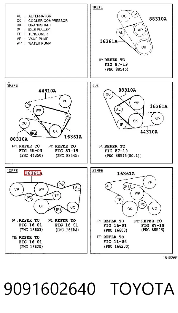 Correa de alternador 9091602640 Toyota