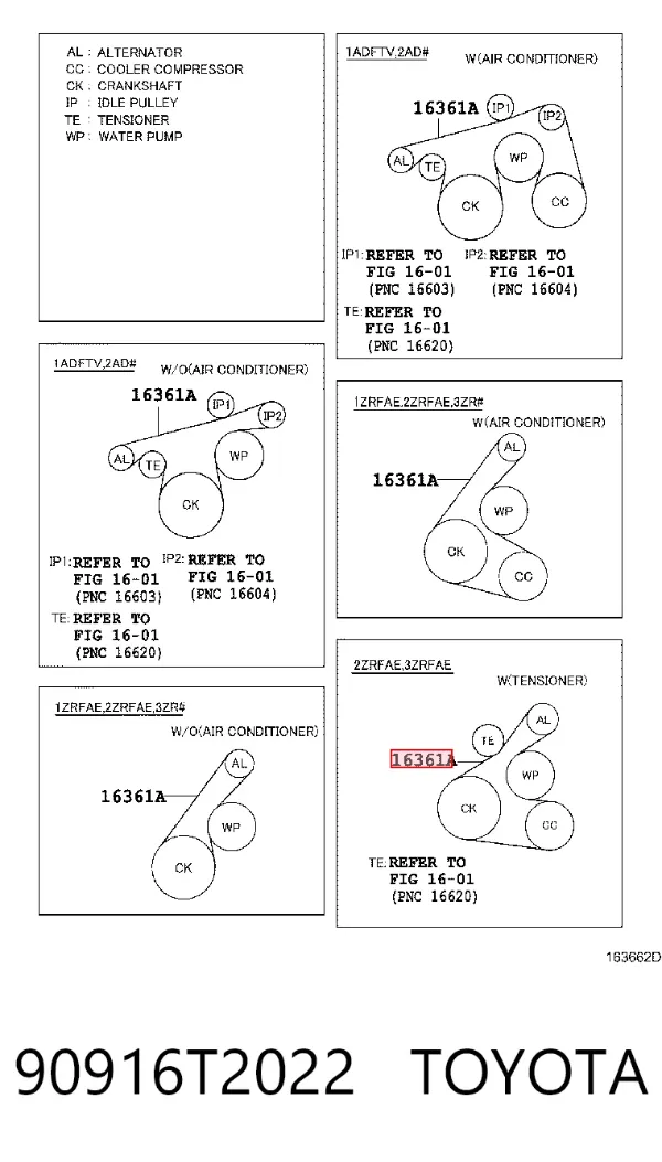 Correa de alternador 90916T2022 Toyota