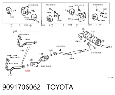 Junta de montaje del silenciador TOYOTA 9091706062