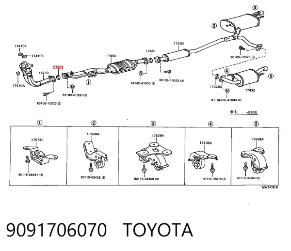 Junta de escape 9091706070 Toyota