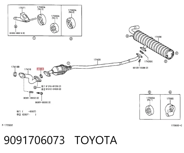 Anillo de la tubería de admisión del silenciador 9091706073 Toyota