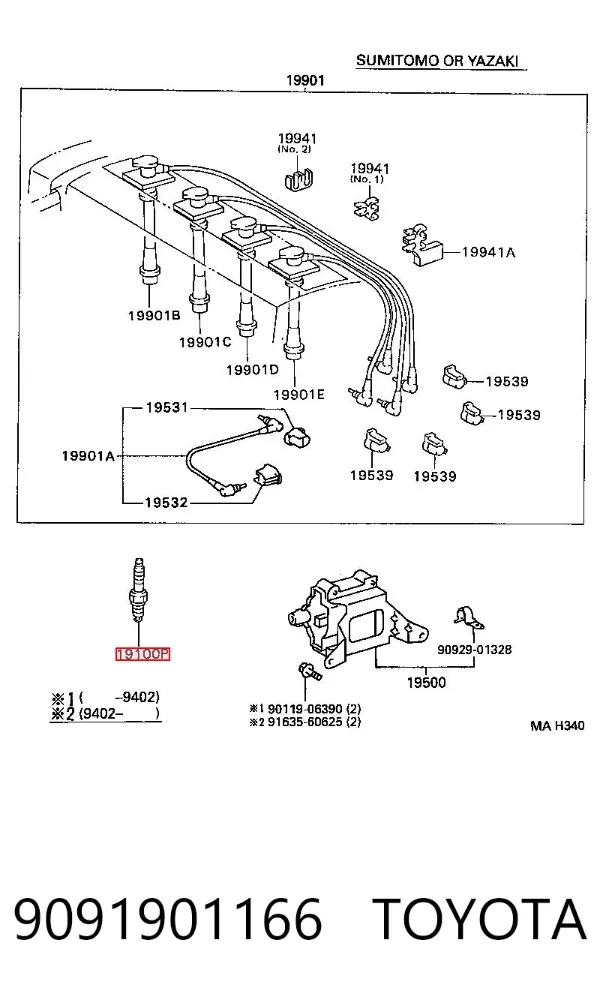 Bujía 9091901166 Toyota