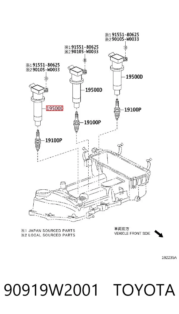 Bobina 90919W2001 Toyota