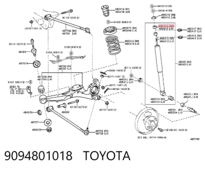 Buje de vástago de amortiguador trasero TOYOTA 9094801018