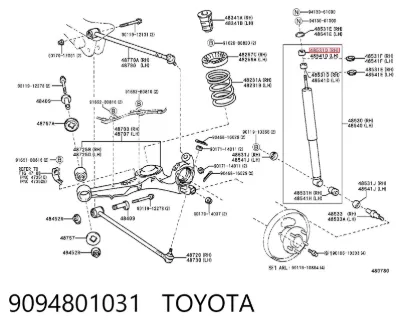 Buje de vástago de amortiguador delantero TOYOTA 9094801031