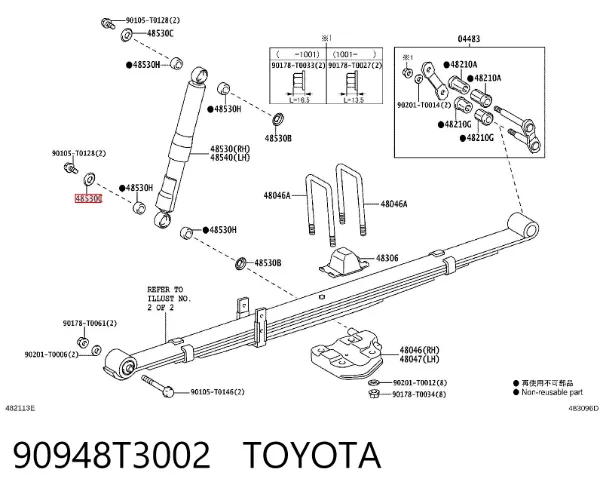 Amortiguador trasero 90948T3002 Toyota