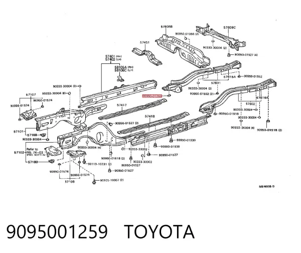 Tapón del suelo de la carrocería 9095001259 Toyota