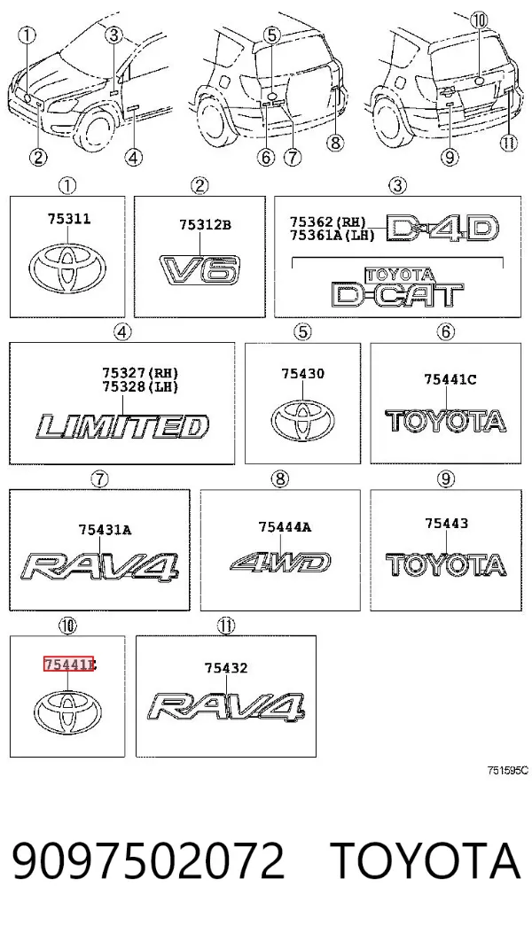 Emblema 9097502072 Toyota