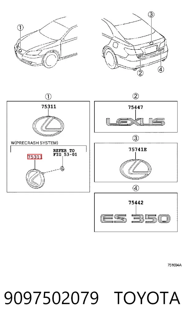 Emblema 9097502079 Toyota