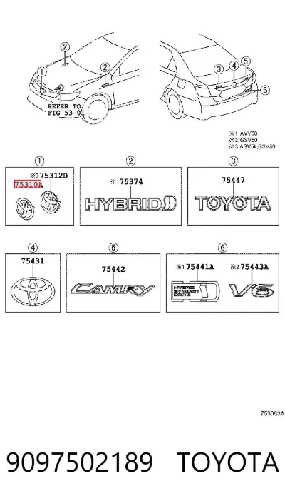 Emblema de capó TOYOTA 9097502189