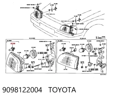 Lámpara de faro antiniebla TOYOTA 9098122004