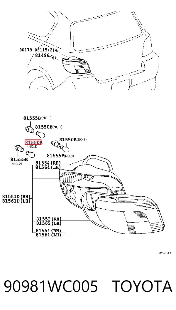 Lámpara de intermitente 90981WC005 Toyota
