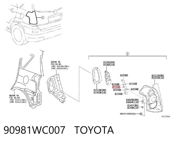 Bombilla 90981WC007 Toyota