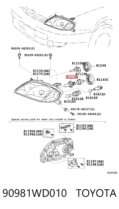 Lámpara de faro antiniebla TOYOTA 90981WD010