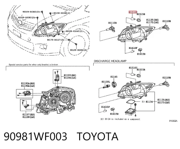  90981WF003 Toyota
