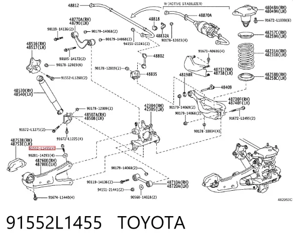 Perno de fijación de la rótula al brazo 91552L1455 Toyota