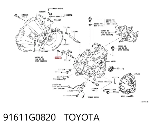 Perno de fijación del brazo inferior delantero 91611G0820 Toyota