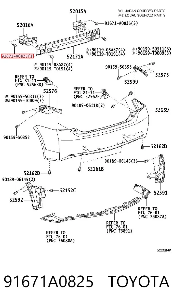  91671A0825 Toyota