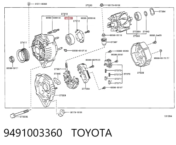 Rodamiento alternador 9491003360 Toyota