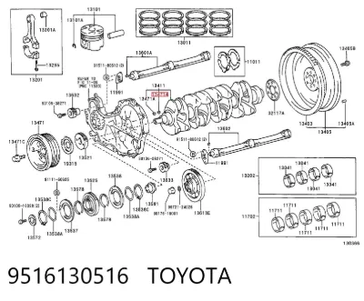 Chaveta de cigüeñal TOYOTA 9516130516