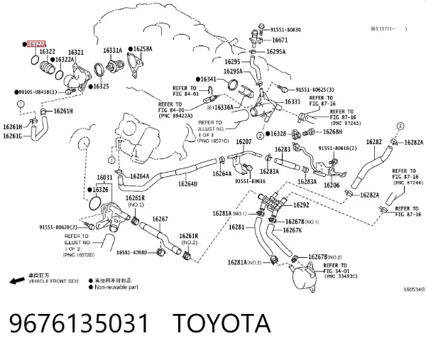 Anillo de estanqueidad del sistema de refrigeración 9676135031 Toyota