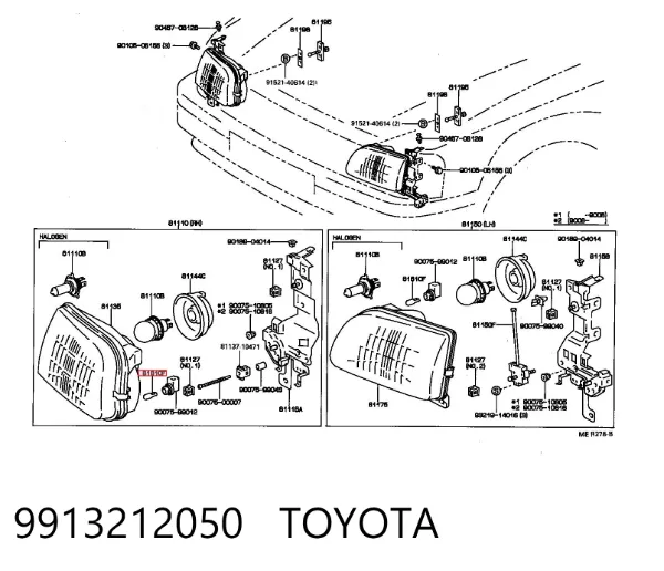 Lámpara de luz interior de cabina 9913212050 Toyota