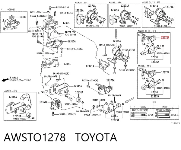 Soporte izquierdo del motor AWSTO1278 Toyota