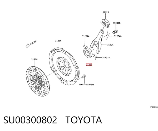 Cojinete de embrague SU00300802 Toyota