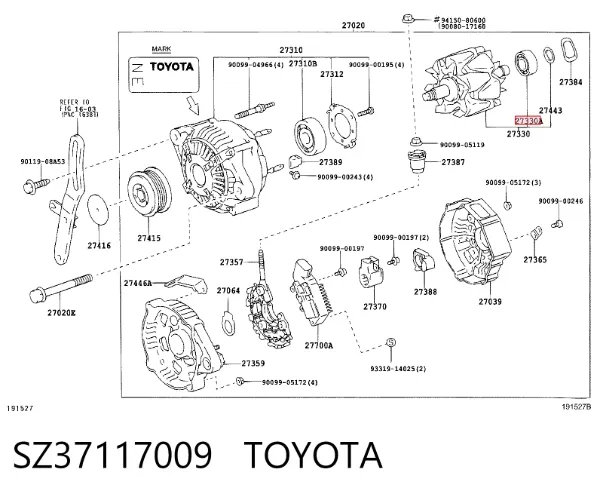 Rodamiento alternador SZ37117009 Toyota