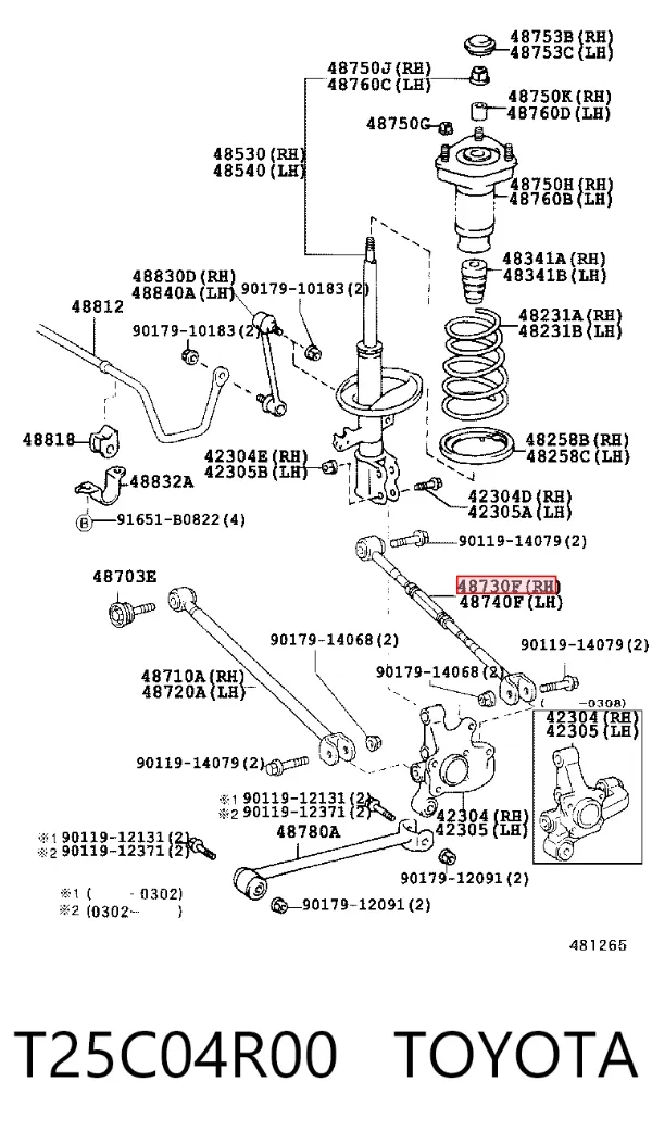 Barra transversal de la suspensión trasera T25C04R00 Toyota