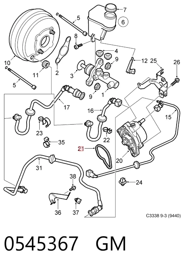 Junta de la bomba de vacío 55489225 Peugeot/Citroen
