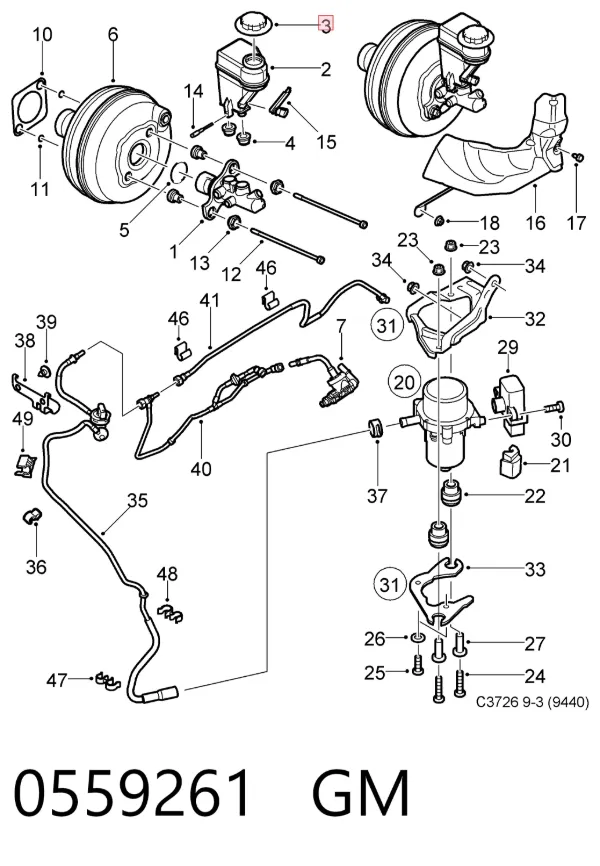 Tapa del depósito del cilindro maestro de freno 0559261 General Motors