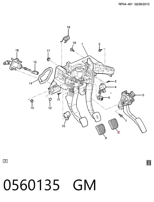 Cubierta de pedal de freno 0560135 General Motors