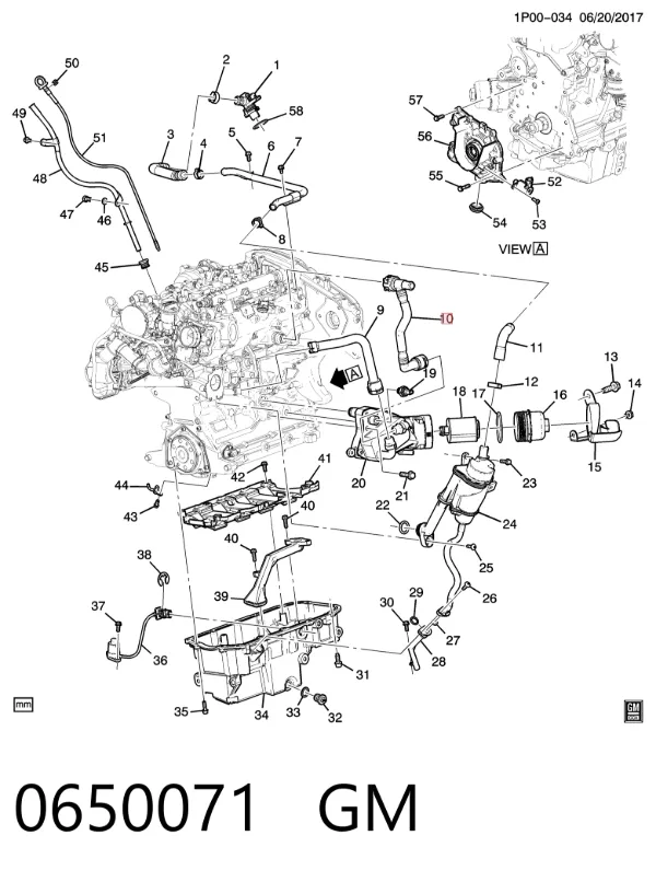 Manguera de retorno del enfriador de aceite 55488381 Peugeot/Citroen