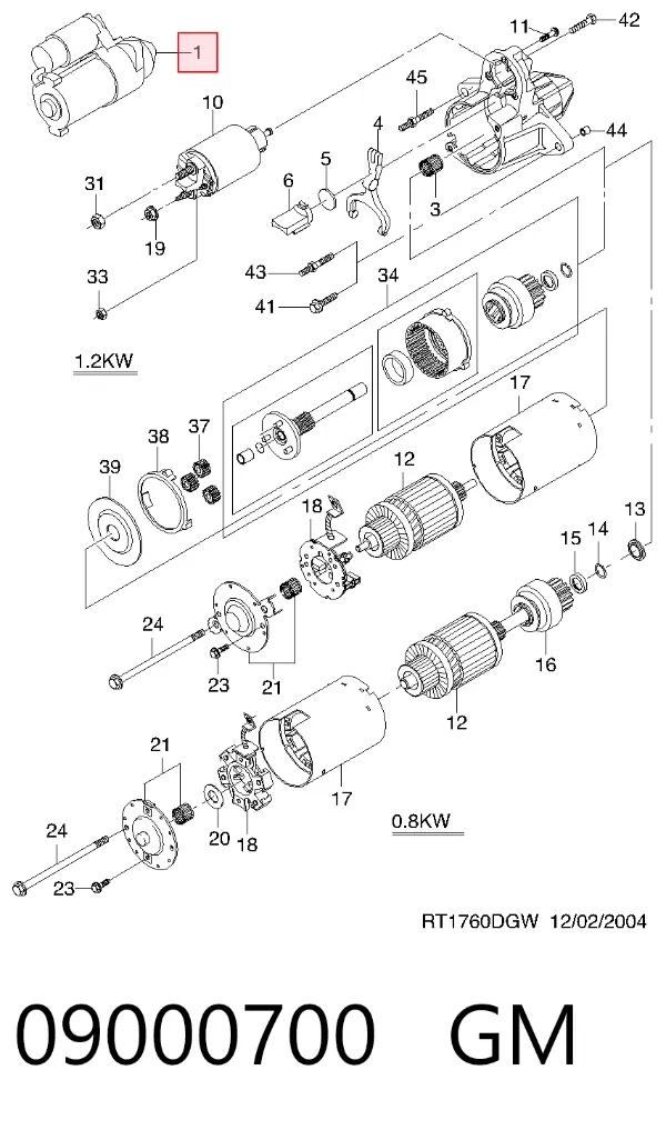 Motor de arranque 09000700 General Motors