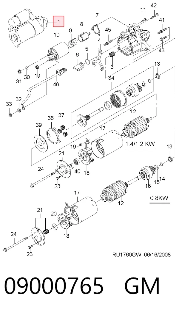 Motor de arranque 09000765 General Motors
